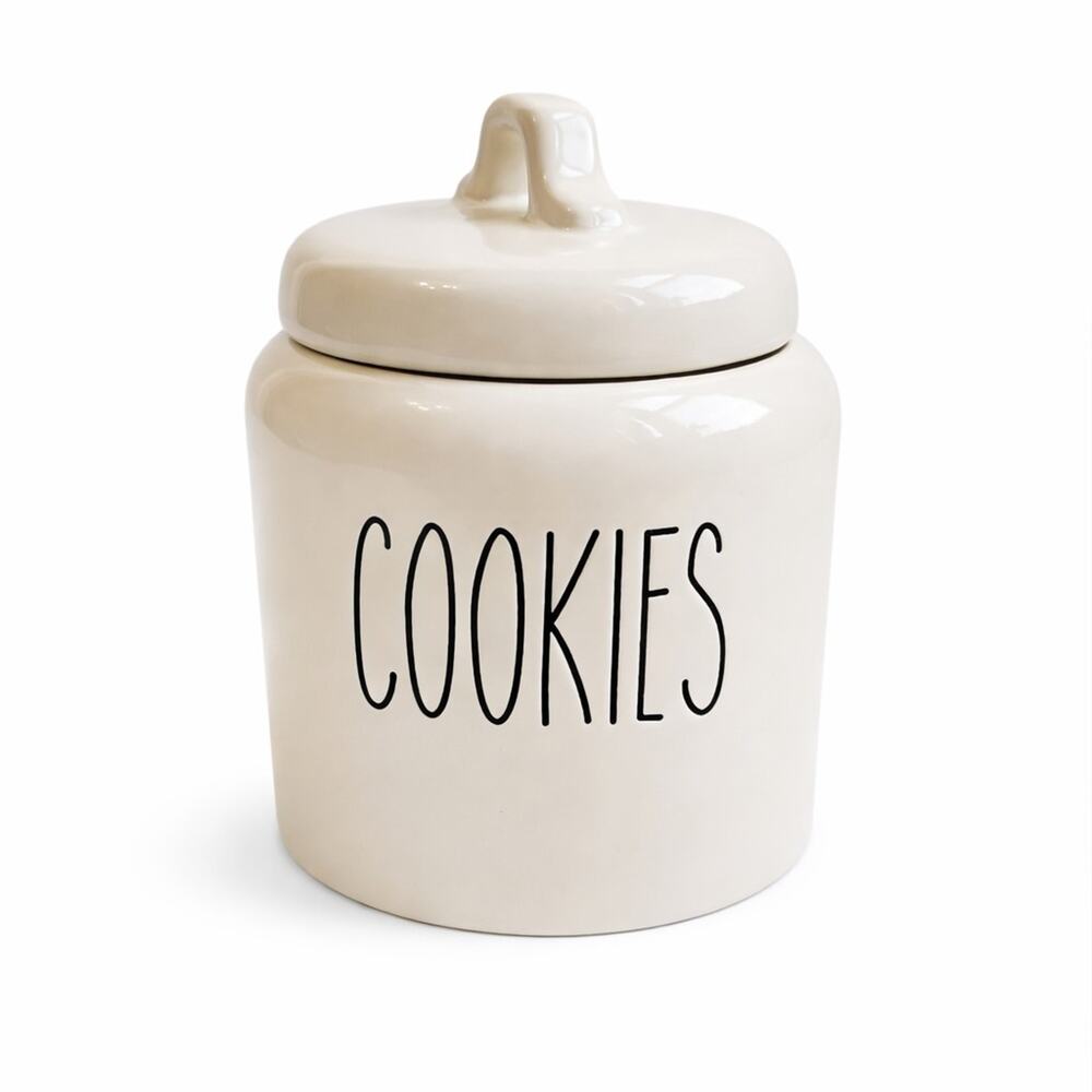 Rae Dunn Cookies Canister Artisan Magenta Collection White Cookie Jar With Lid